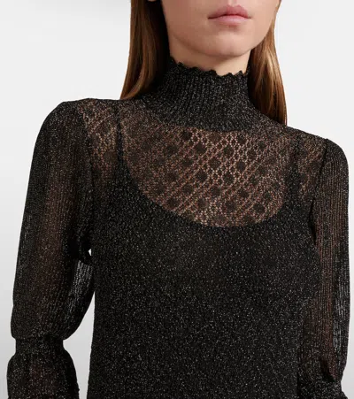 Chloé Ruffled Lamé Minidress In Black