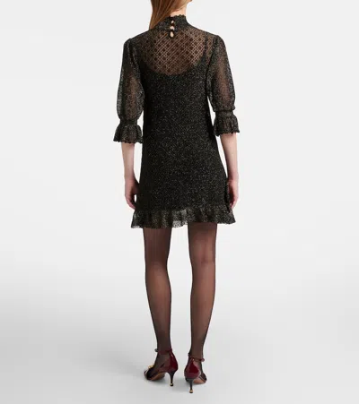 Chloé Ruffled Lamé Minidress In Black