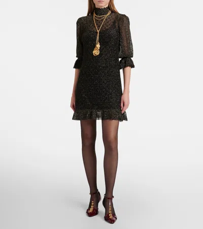 Chloé Ruffled Lamé Minidress In Black
