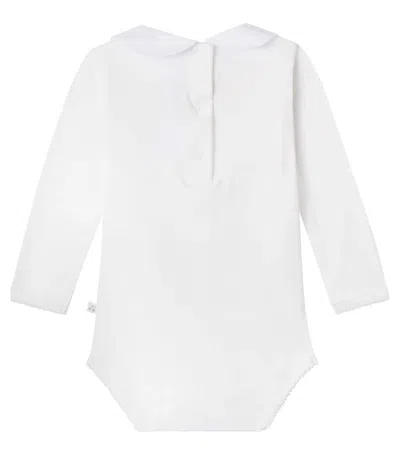Bonpoint Baby Cygne Embroidered Cotton Bodysuit In White