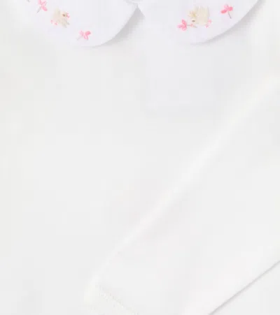 Bonpoint Baby Cygne Embroidered Cotton Bodysuit In White