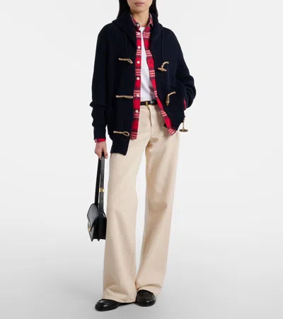 Ralph Lauren Cotton-silk Shawl-collar Cardigan In Icon Navy In Blue