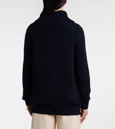 Ralph Lauren Cotton-silk Shawl-collar Cardigan In Icon Navy In Blue