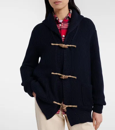 Ralph Lauren Cotton-silk Shawl-collar Cardigan In Icon Navy In Blue