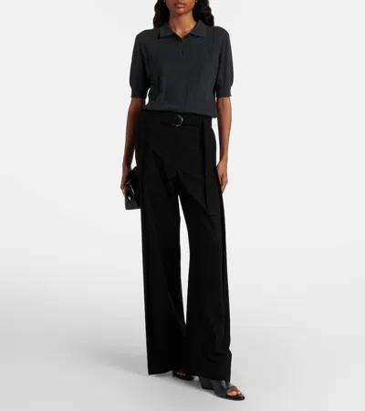 Lisa Yang Cristine Cotton And Cashmere Polo Sweater In Gray