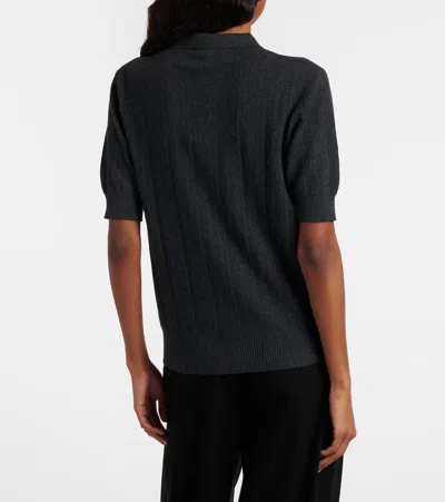 Lisa Yang Cristine Cotton And Cashmere Polo Sweater In Gray