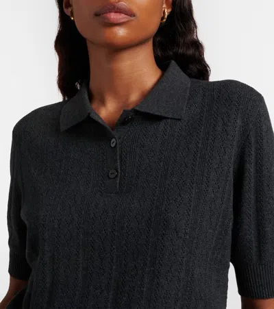Lisa Yang Cristine Cotton And Cashmere Polo Sweater In Gray