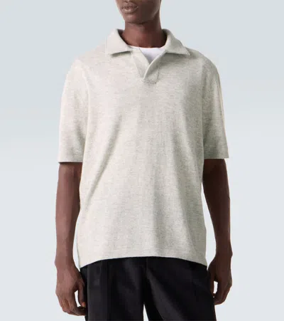 Allude Wool And Cashmere Polo Sweater In Neutral