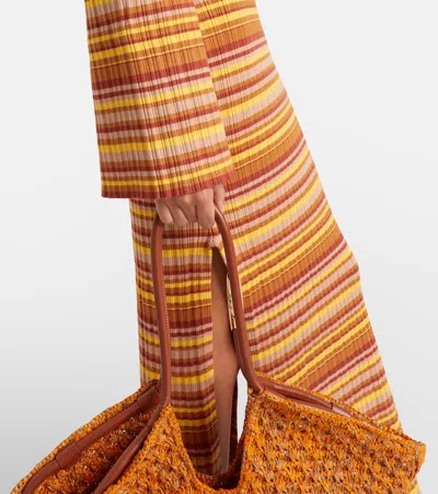 Bananhot Rey Cutout Ribbed-knit Striped Maxi Dress In Brown