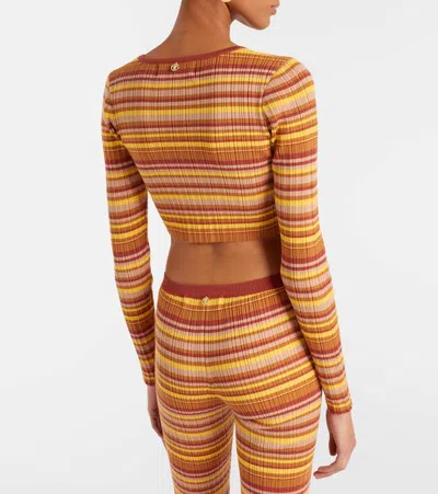 Bananhot Ann Ribbed-knit Striped Cropped Cardigan In Multi