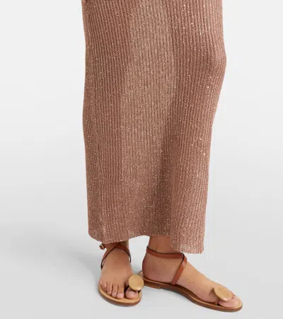 Bananhot Aretha Sequined One-shoulder Maxi Dress In Brown