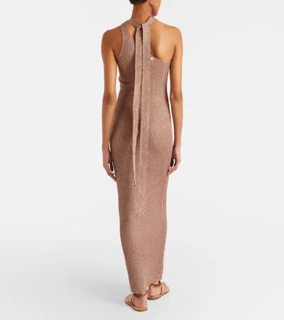 Bananhot Aretha Sequined One-shoulder Maxi Dress In Brown