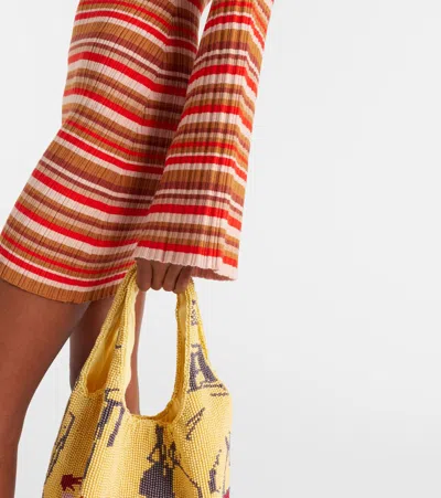 Bananhot Rey Cutout Ribbed-knit Striped Minidress In Multi