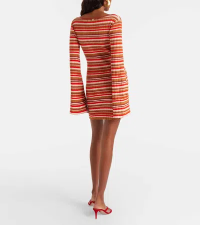 Bananhot Rey Cutout Ribbed-knit Striped Minidress In Multi