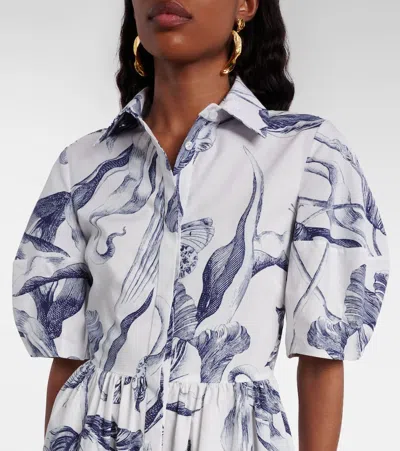 Erdem Floral-print Short-sleeve Midi Shirt Dress In White