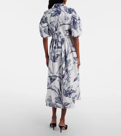 Erdem Floral-print Short-sleeve Midi Shirt Dress In White