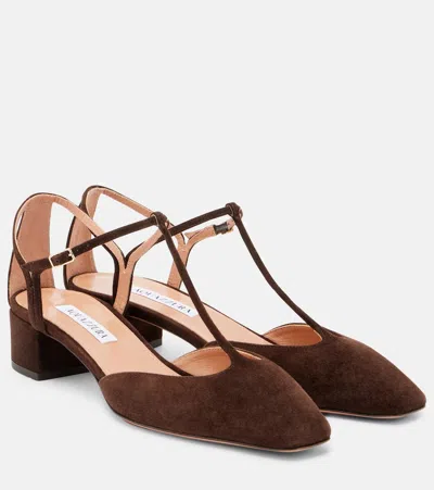 Aquazzura Sorbonne 35 Suede Pumps In Brown