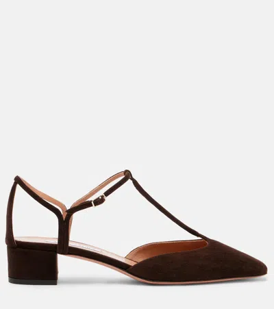Aquazzura Sorbonne 35 Suede Pumps In Brown