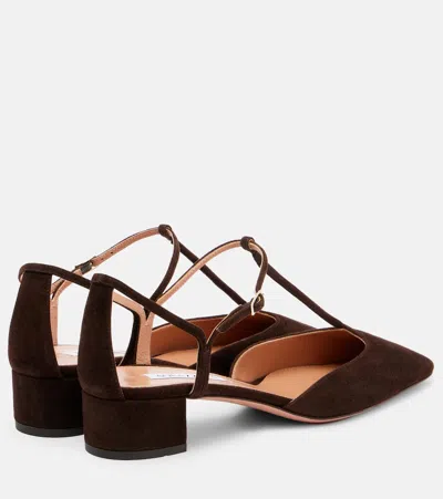 Aquazzura Sorbonne 35 Suede Pumps In Brown