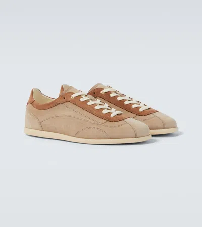 Brunello Cucinelli Suede Low-top Sneakers In Nude