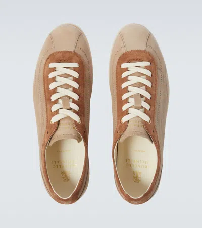 Brunello Cucinelli Suede Low-top Sneakers In Nude