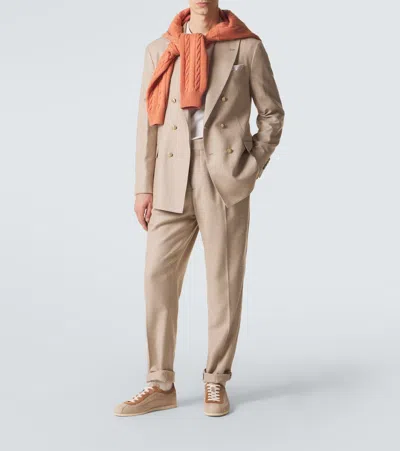 Brunello Cucinelli Suede Low-top Sneakers In Nude