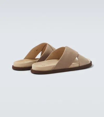 Brunello Cucinelli Men Low Suede Sandals In Nude