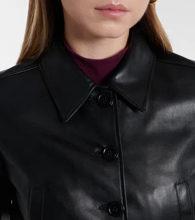 Dorothee Schumacher Sleek Statement Cropped Leather Blouson Jacket In Black