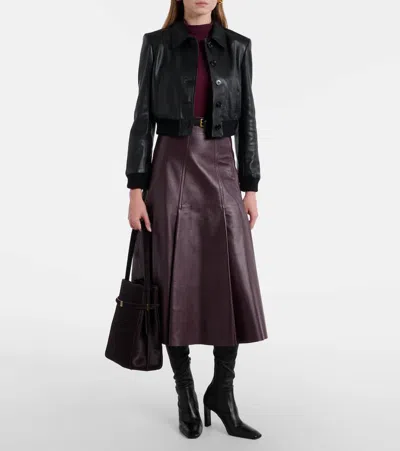 Dorothee Schumacher Sleek Statement Cropped Leather Blouson Jacket In Black