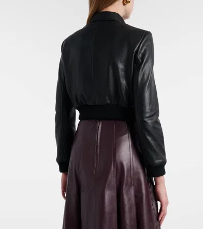 Dorothee Schumacher Sleek Statement Cropped Leather Blouson Jacket In Black