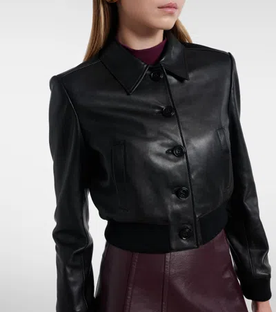 Dorothee Schumacher Sleek Statement Cropped Leather Blouson Jacket In Black