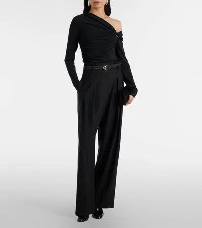 Veronica Beard Lozea Asymmetric Embellished Stretch-mesh Top In Multi