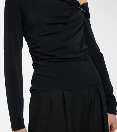 Veronica Beard Lozea Asymmetric Embellished Stretch-mesh Top In Multi