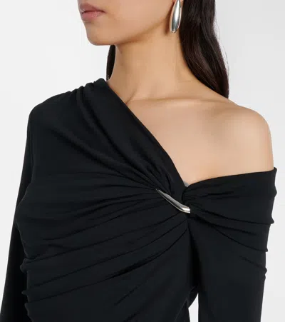 Veronica Beard Lozea Asymmetric Embellished Stretch-mesh Top In Multi