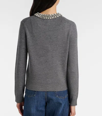 Veronica Beard Womens Dark Heather Grey Daro Crystal-embellished Wool Cardigan In Gray