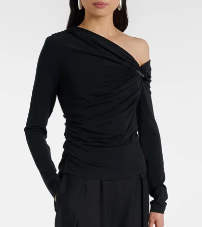 Veronica Beard Lozea Asymmetric Embellished Stretch-mesh Top In Multi