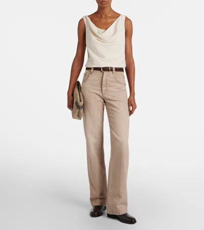 Brunello Cucinelli Fluid Twill Top In Neutral