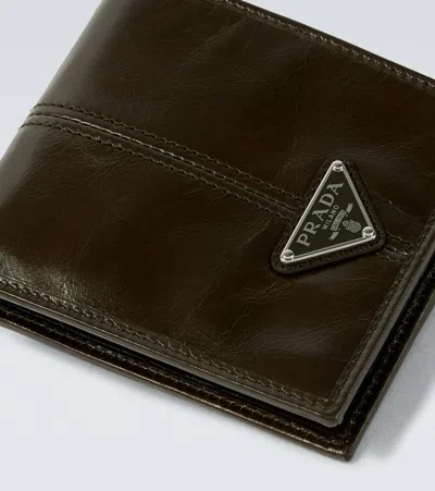 Prada Leather Bifold Wallet In Brown