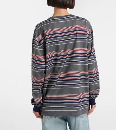 Miu Miu Striped Oversized Cotton Jersey T-shirt In Multi
