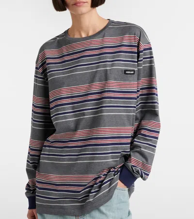 Miu Miu Striped Oversized Cotton Jersey T-shirt In Multi