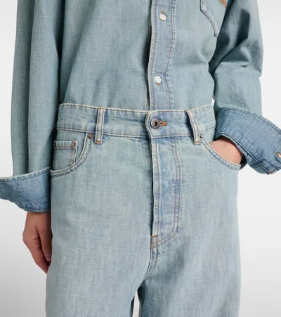 Miu Miu Chambray Wide-leg Jeans In Blue