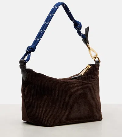 Miu Miu Corduroy Shoulder Bag In Brown