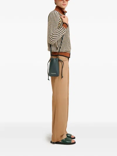 Marni ドローストリング クラッチバッグ In Green