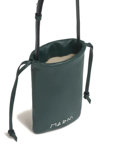 Marni ドローストリング クラッチバッグ In Green