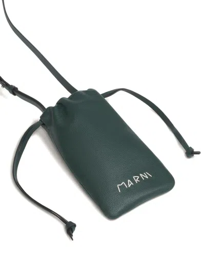 Marni ドローストリング クラッチバッグ In Green