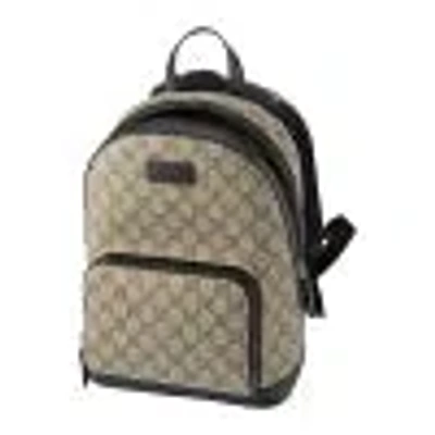 Pre-owned Gucci Front Pocket Backpack Gg Coated Canvas Beige Canvas Bag () In Sand