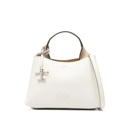 Tod's Micro Logo-charm Tote Bag In White