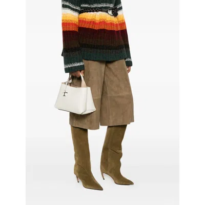 Tod's Micro Logo-charm Tote Bag In White