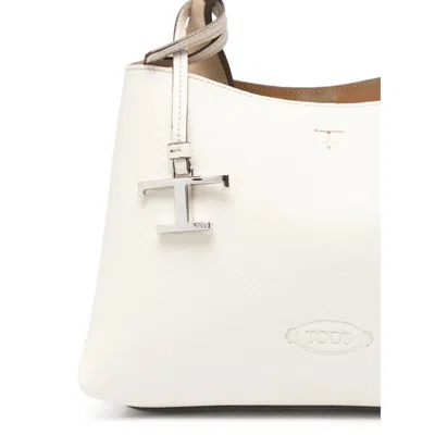 Tod's Micro Logo-charm Tote Bag In White