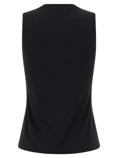 Balmain Paris Logo Sleeveless Round Neck Top In Black